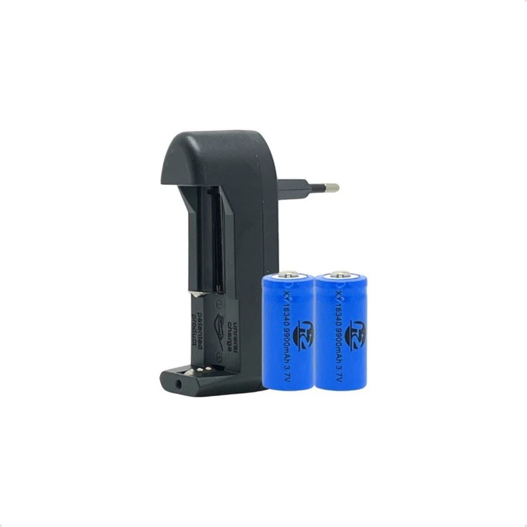 2 Bater De Grande Durabilidade 16340 Cr123a Recarga + Carregador Ajustável Bivolt De Alta Qualidade Enviamos Hoje Mesmo