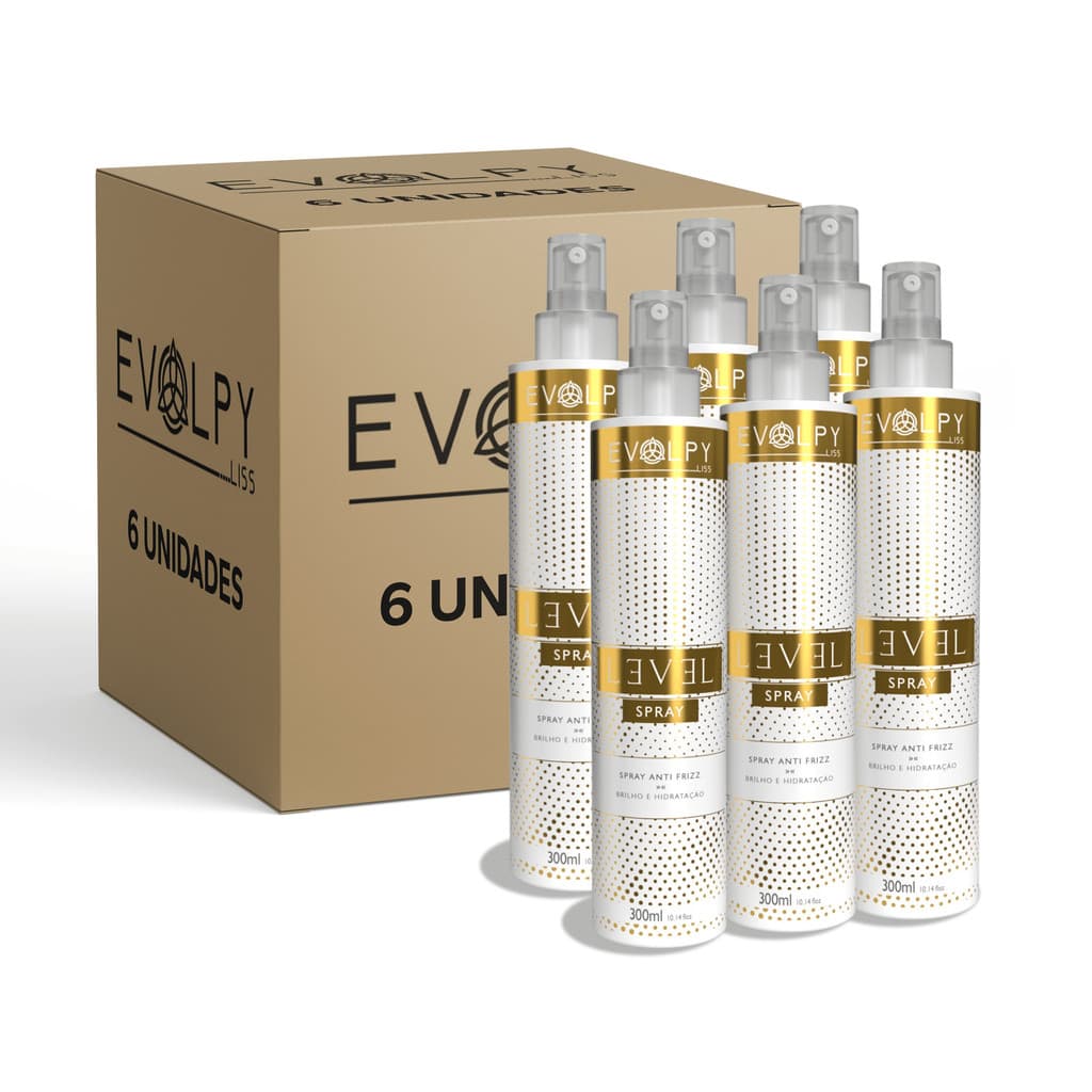 PACK 6 UN - LEVEL SPRAY ANTI FRIZZ 300ML - EVOLPY LISS
