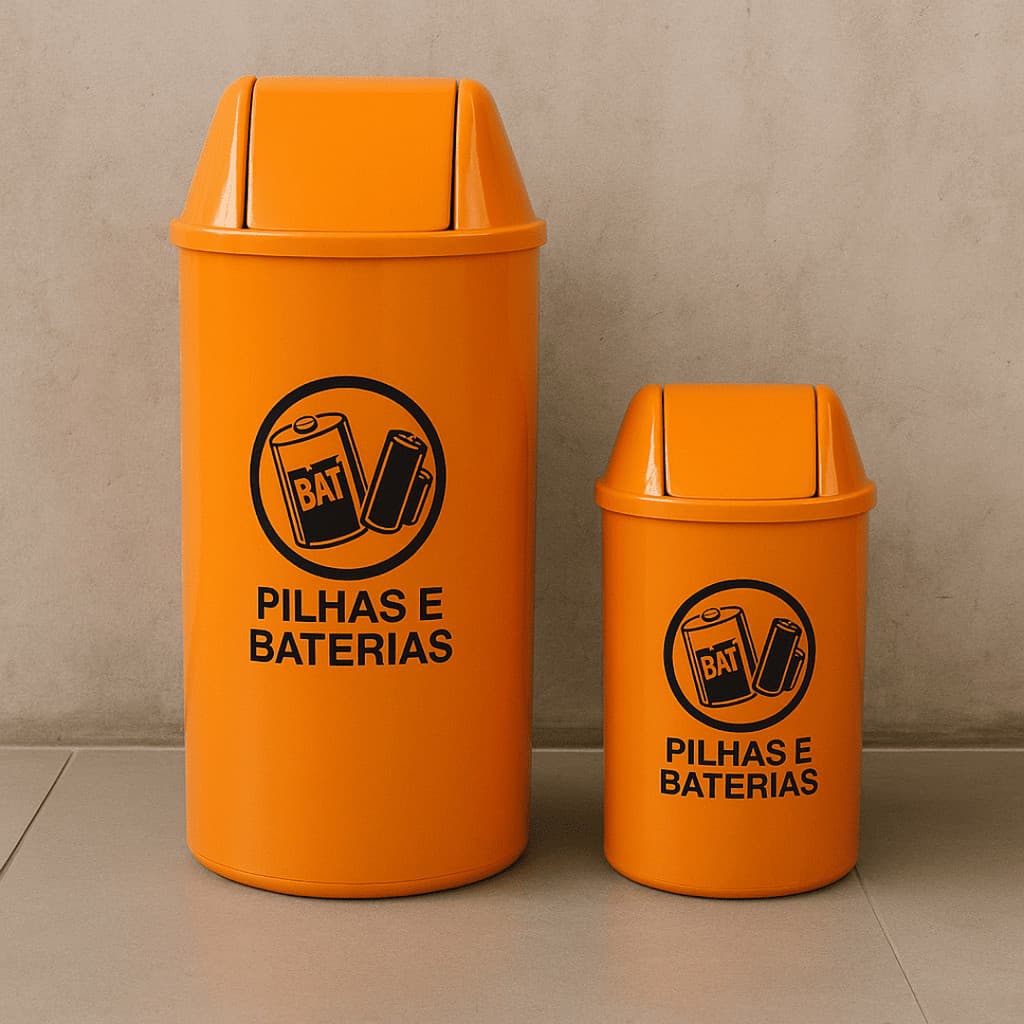 Lixeira Descarte Pilhas e Baterias - 12L e 22L - Escritório, Coleta Seletiva