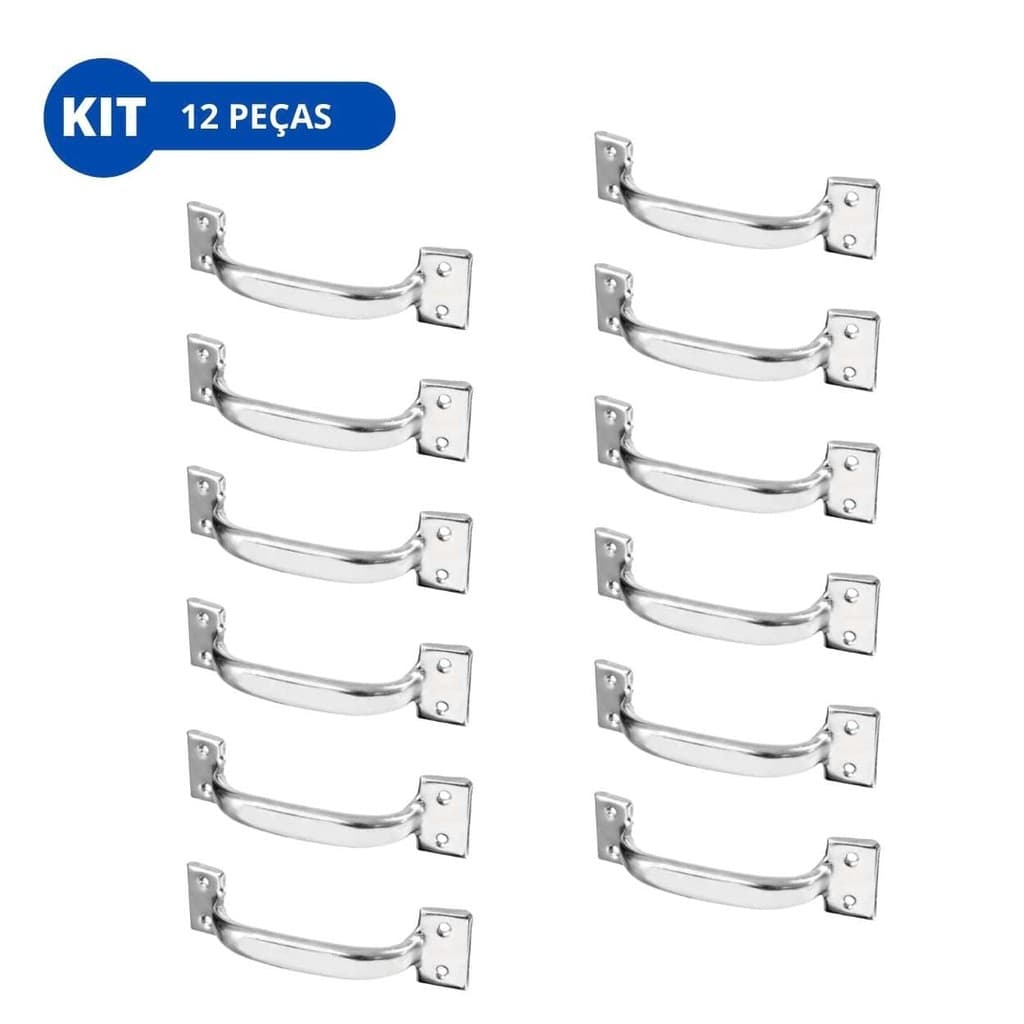 Kit Puxador de Móveis Gaveta Barato Alça Chapa Galvanizada 125mm 4 Furos