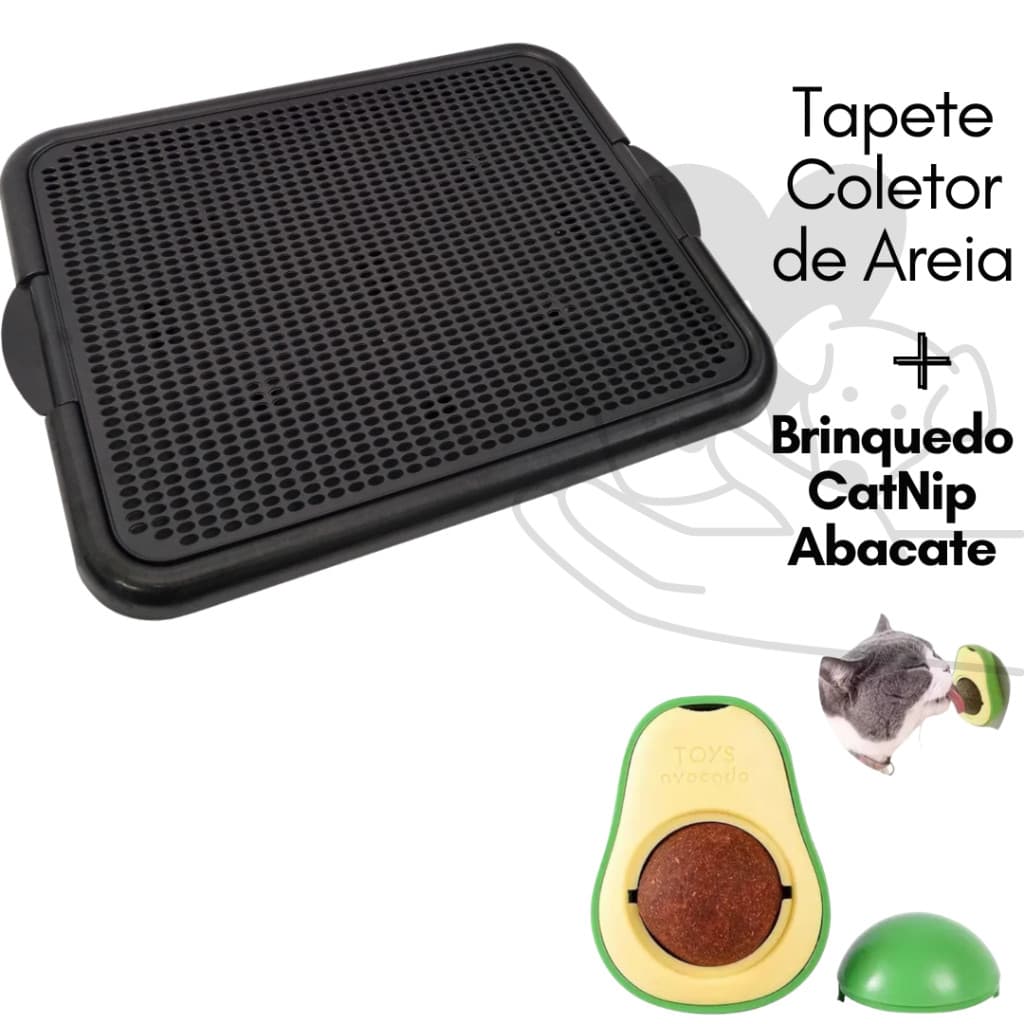 KIT Tapete Coletor De Areia Para Gatos Lavável  + CatNip Brinquedo Abacate Erva do Gato Promoção