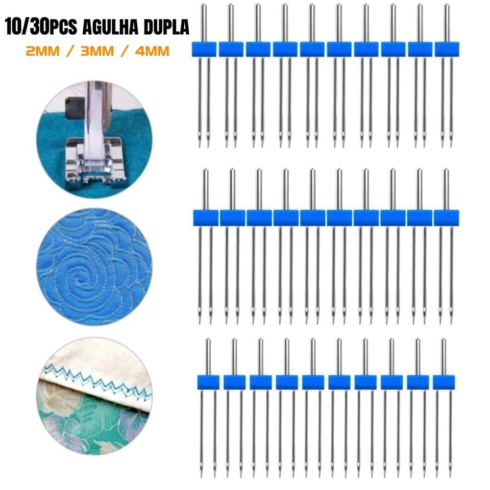 Agulha dupla 10/30pcs para máquina de costura doméstica