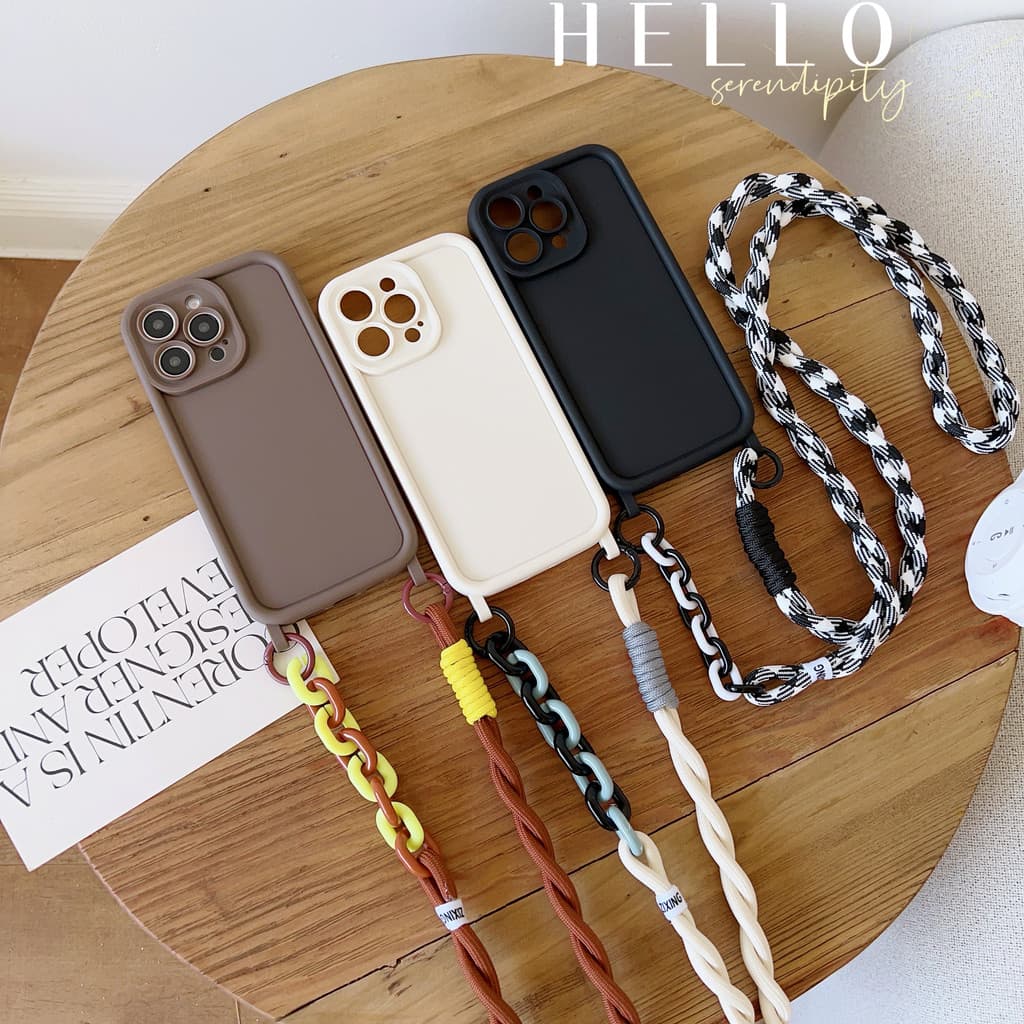 Para iPhone 16 Pro Max Capa De Telefone Ultrafina Macia TPU Fosca Longa Colar Crossbody Corda 17 15 14 13 12 11 15Plus C