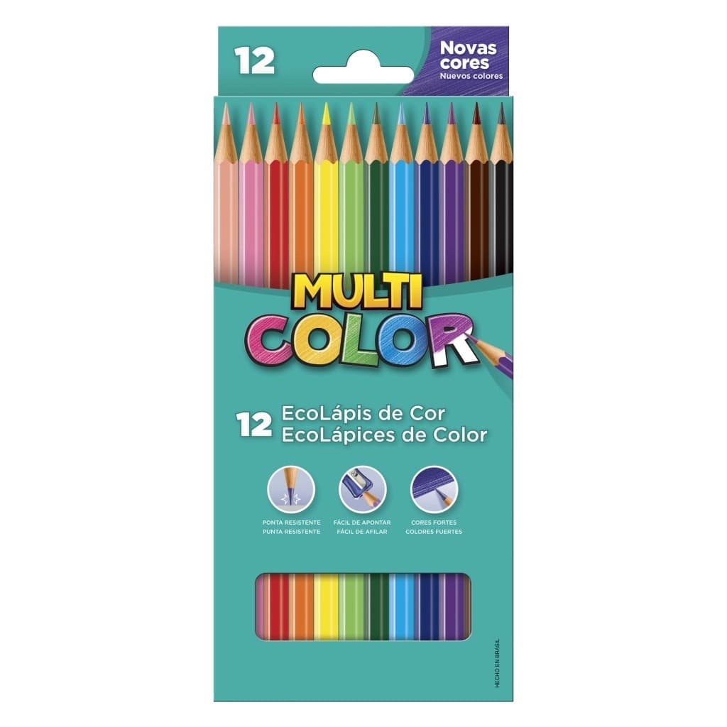 Caixa Lápis de Cor Sextavado c/ 12 cores MULTICOLOR