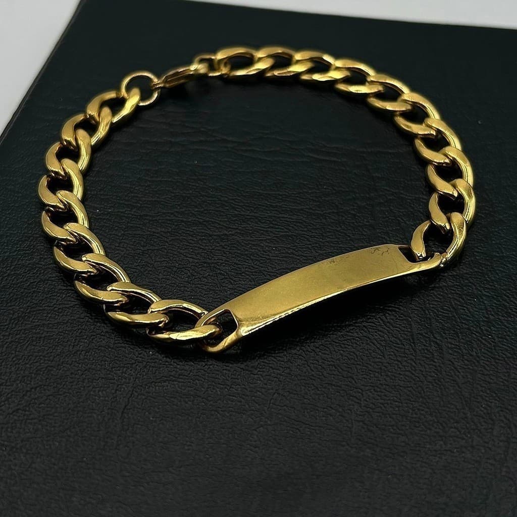 Pulseira Masculina Placa Gold Aço Inox 316L E&M