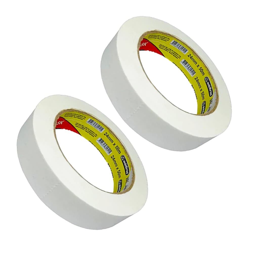 Kit Com 2 Fitas Crepe Adelbras 24mm x 50m Mask 710 Rolo Médio Pintura Mascaramento