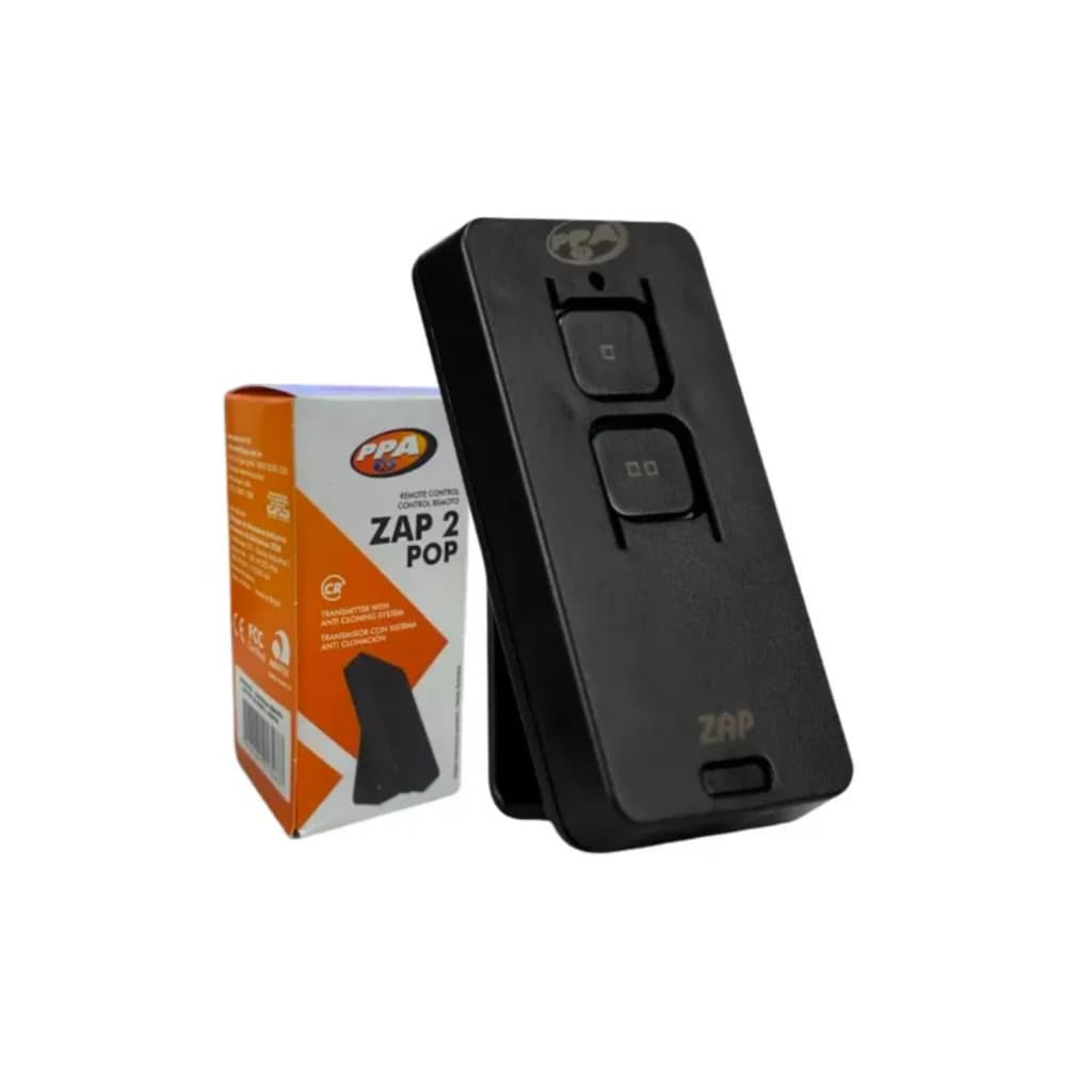 Controle Remoto para Portão 2 Botões 433mHz  Zap Pop PPA Preto