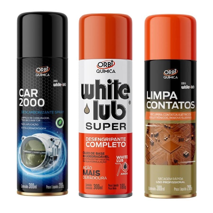 Kit Descarbonizante, Limpa Contato, Desengripante Orbi White