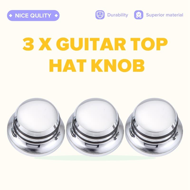 3 Unidades De Botões De Afinação De Tom De Chapéu Superior De Metal Para Guitarra Elétrica Lp Chrome