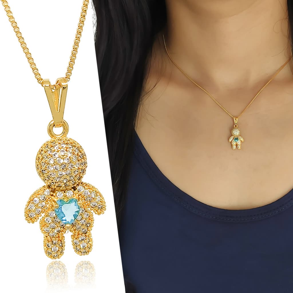 Colar Feminino Lindo Pingente Menino Cravejado Promoção