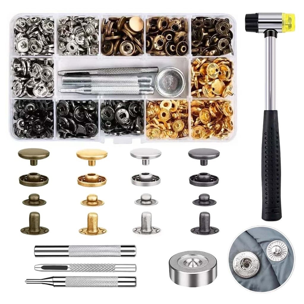 Kit de botões de metal para couro 4 ferramentas de fixação