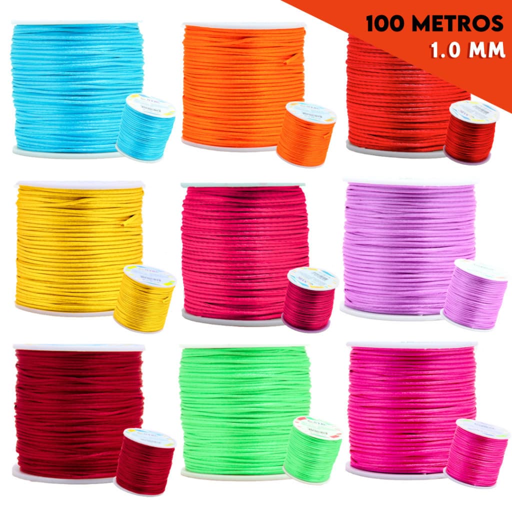Fio De Seda 1.0 Mm - Cordão Rabo De Rato Diversas Cores - Rolo Com 100 Metros - Criar