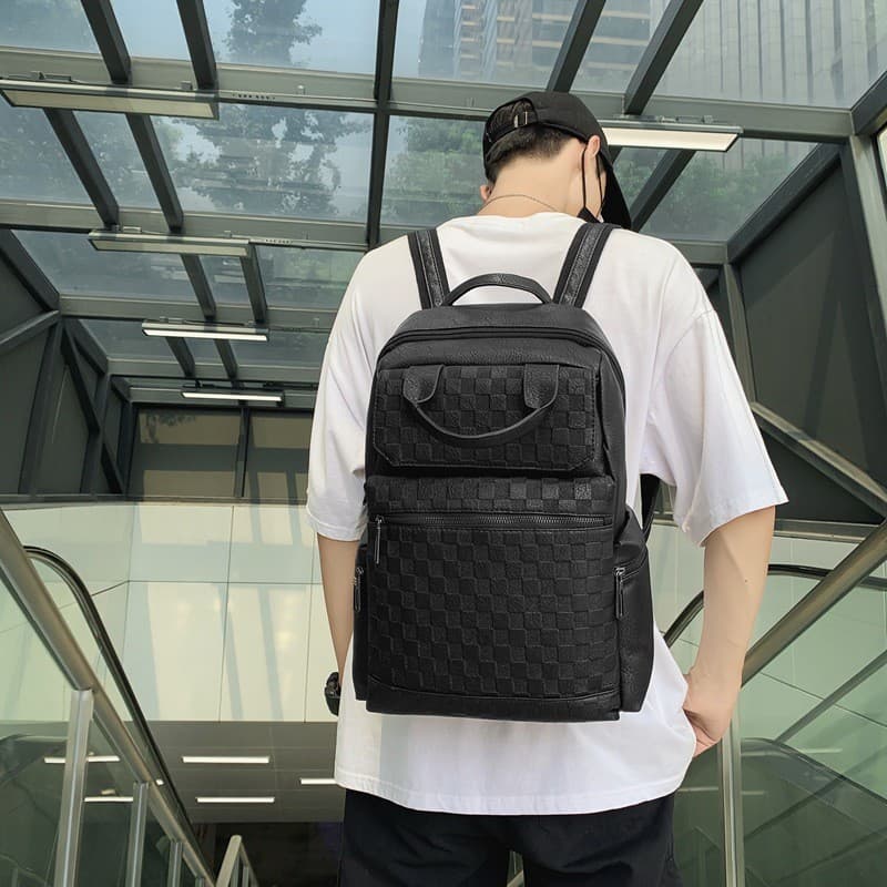 Mochila Masculina Estudante Saco De Escola Moda Casual Grande Capacidade Portátil Viagem De Couro Macio