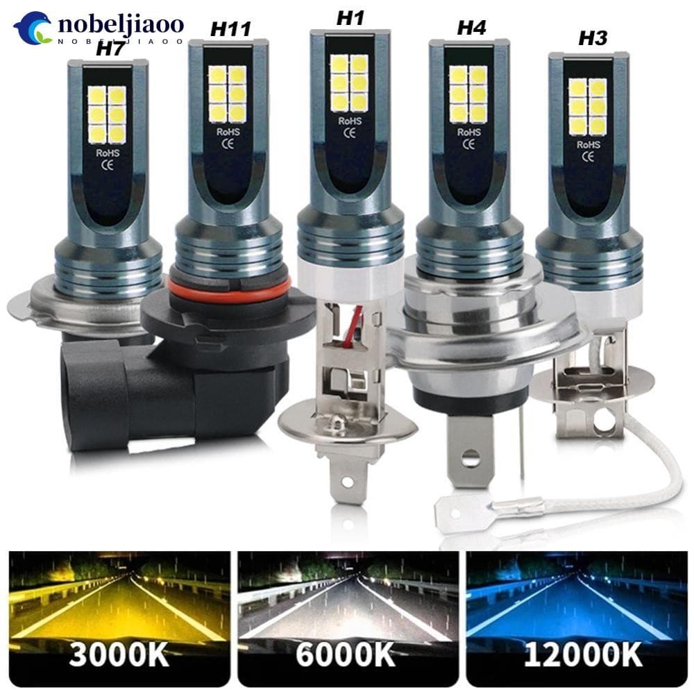 NOBELJIAOO 12V 6000K Carro LED Farol De Nevoeiro Lâmpadas H4 H7 H11 H8 H9 H1 H3 9005 9006 Hb3 Hb4 De Corrida De Condução