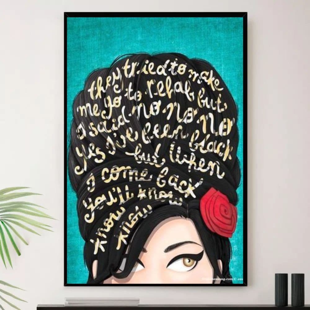 Quadro Amy Winehouse Cantora Back Decorativo A4 23x33cm