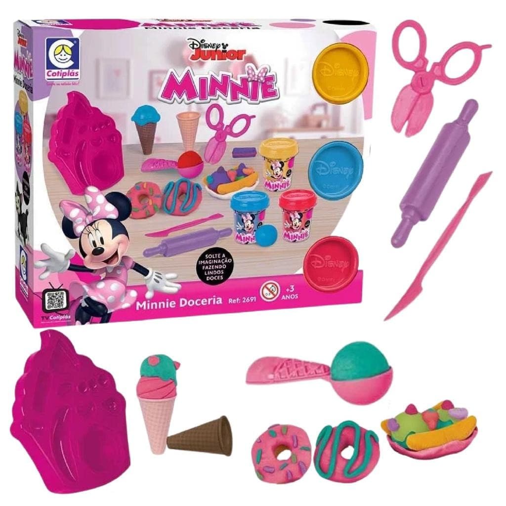 Massinha de Modelar Doceria da Minnie Com Molde e Acessórios - Cotiplas