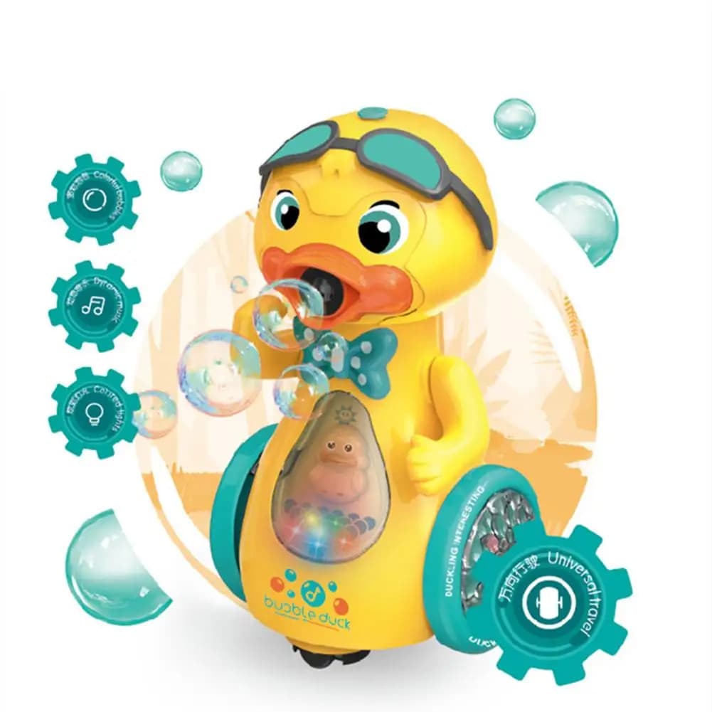 Patinho Brinquedo Divertido Solta Bolhas Anda Som Luz Infantil Castela