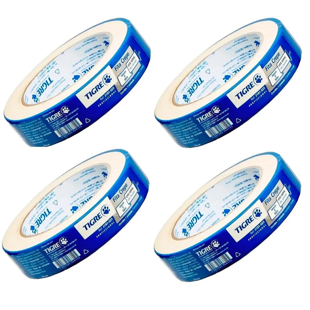 Kit 4unid Fita Crepe 24mmx50m Tigre