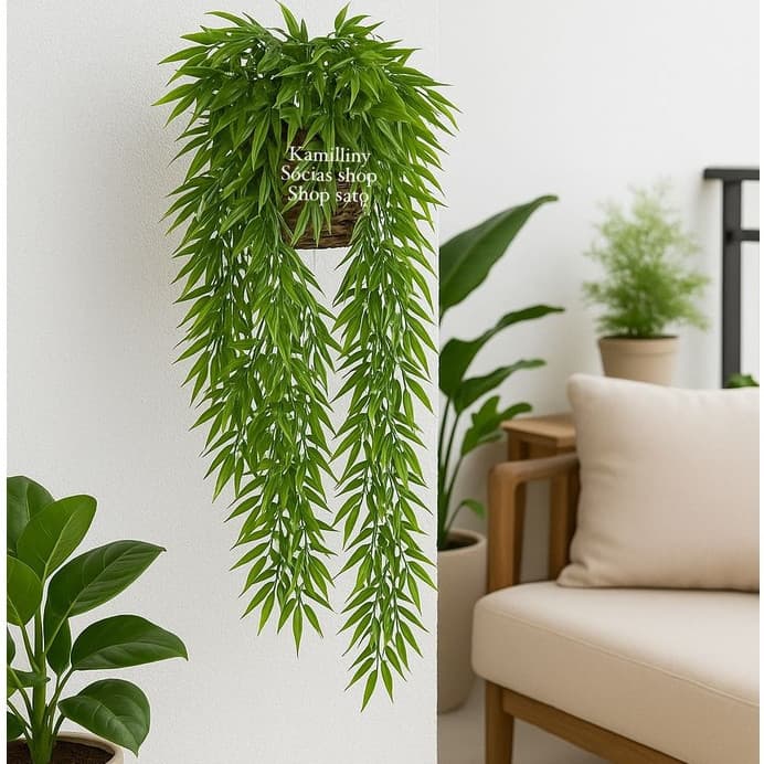 Bambu Da sorte pendente Completo Com Vaso De Vime Arranjo decorativo De parede Enfeite