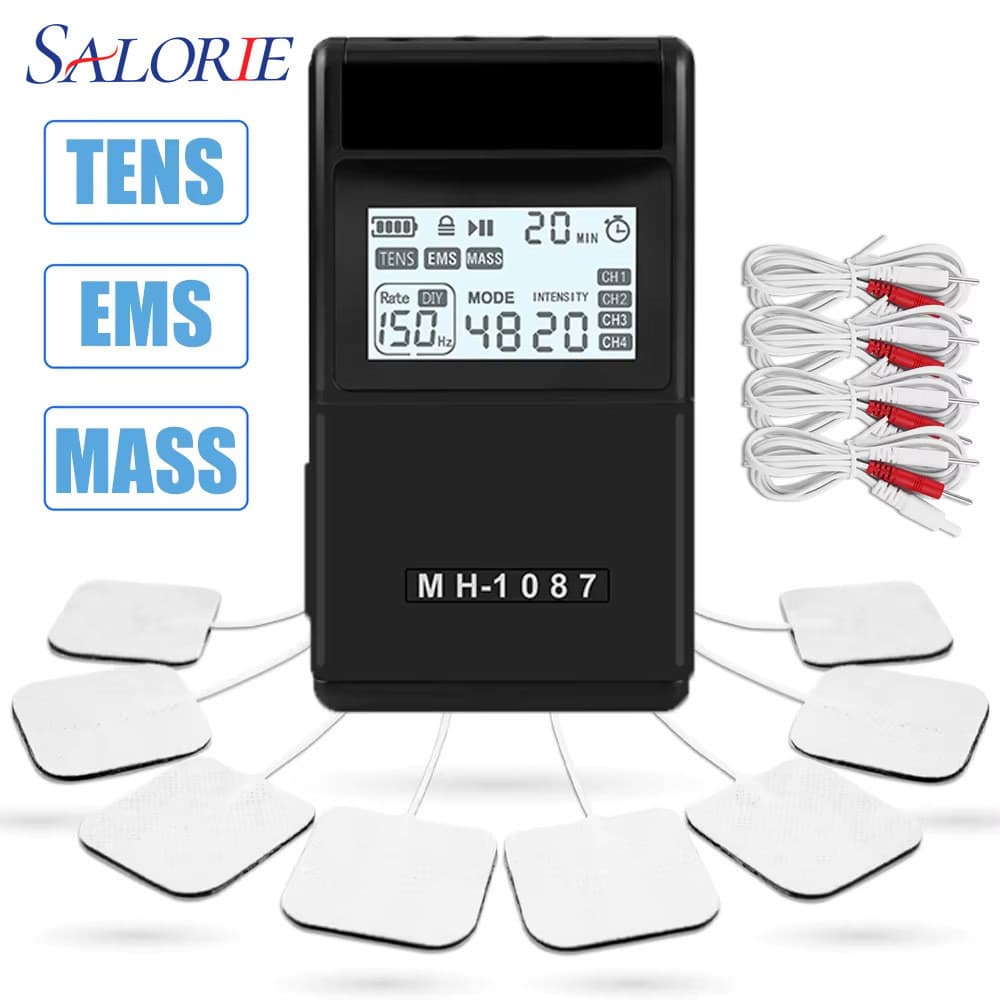 15/48 Modos 4 Canais De Saída TENS Estimulador Muscular Massageador De Pulso Eletrônico EMS Acupuntura Para Alívio Da Do