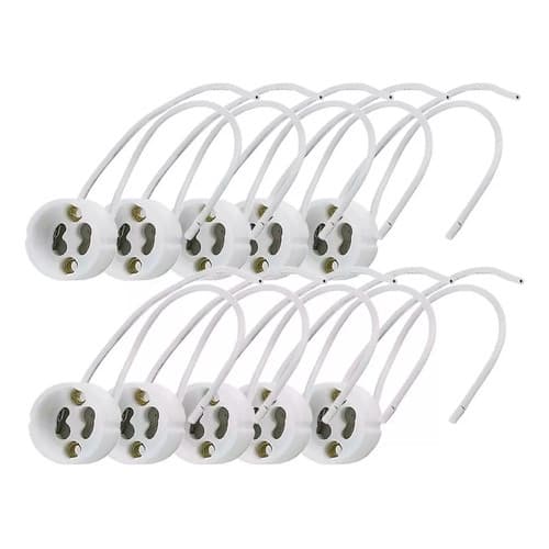 Kit 10 Soquete Porcelana Lâmpada Gu10 Tomadinha Rabicho Dicróica