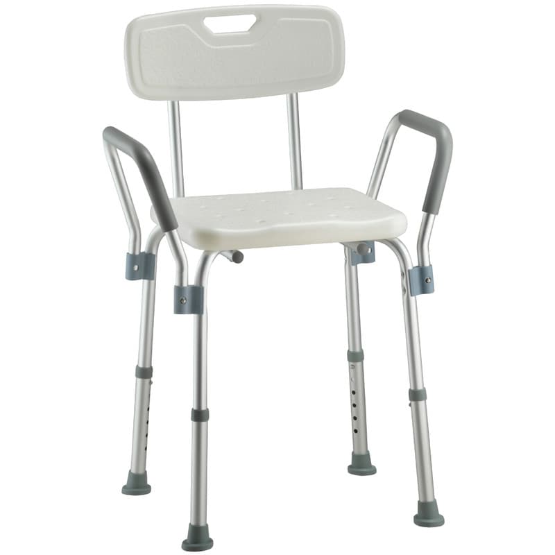 Banqueta de Banho D3 Idoso com Altura Regulável Dellamed 135Kg com Encosto e Apoio de Braços