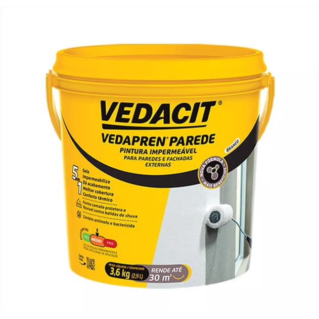 Vedapren Parede Branco Vedacit Manta Líquida 3,6kg Galão