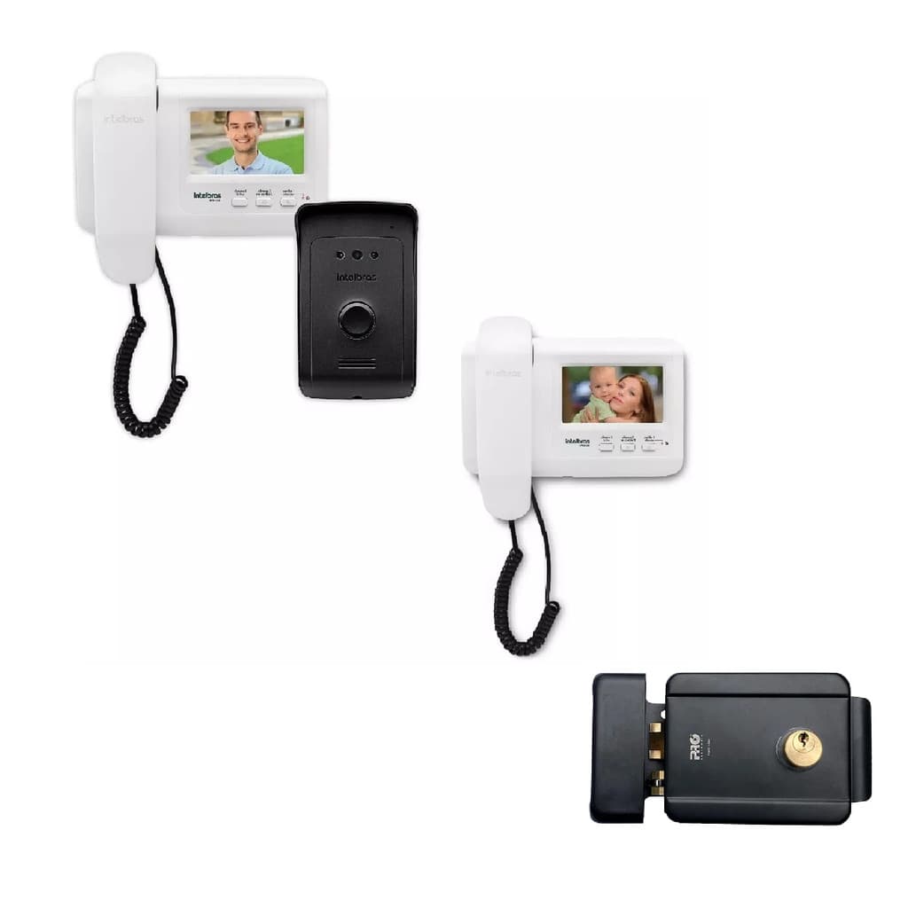 Kit Video Porteiro Intelbras 1010 + Monitor Extra + Fechadura