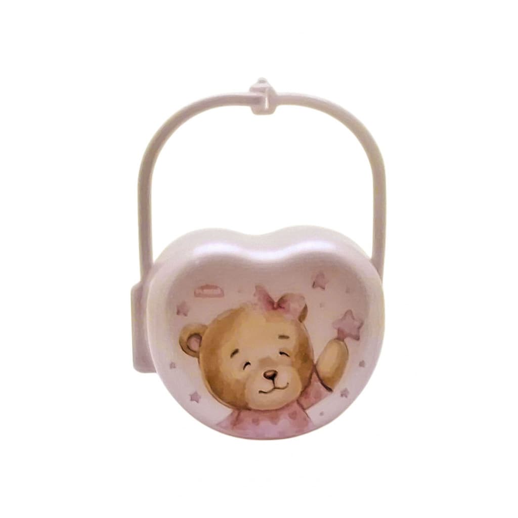 Porta Chupeta Plasútil Porta Bico Com Alça Ursinha ROSA