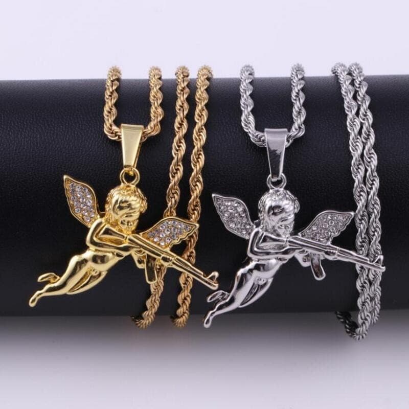 Novo Hip Hop Revenge Angel Colar Pingente JóIas Para Homens E Mulheres AcessóRios De Moda
