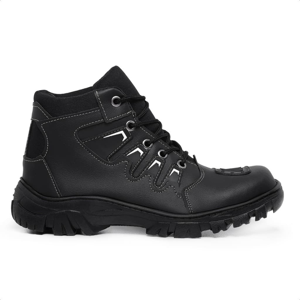 Bota Coturno Masculino Motociclista Militar Cano Médio da Moda
