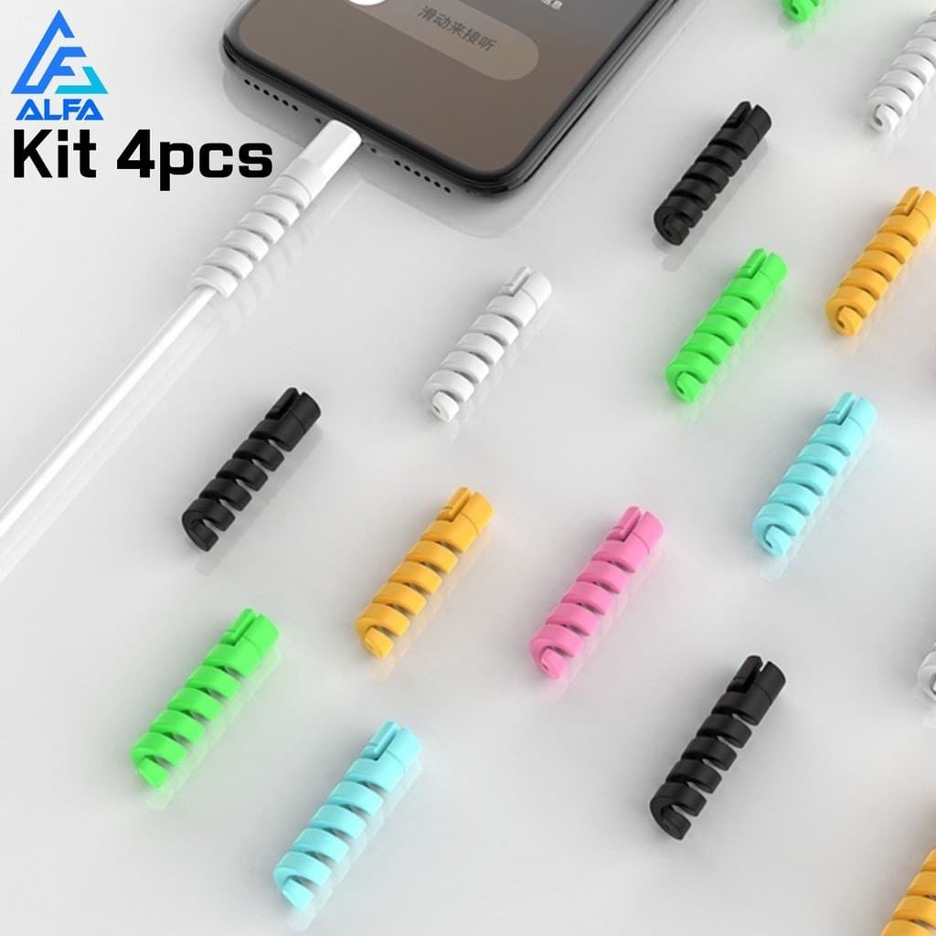 Protetor Linha De Dados Compacta Portátil Anti Quebra-proteção de cabo , 1 pacote com 4pcs