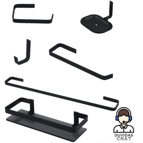 KIT PARA BANHEIRO, TOALHAS, PAREDE / PORTA SHAMPOO VIDRO PRETO FOSCO