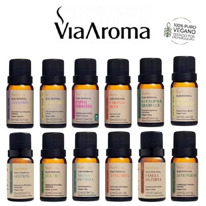 Óleo Essêncial Via Aroma 100% Puro Vegano Aromaterapia - Escolha seu