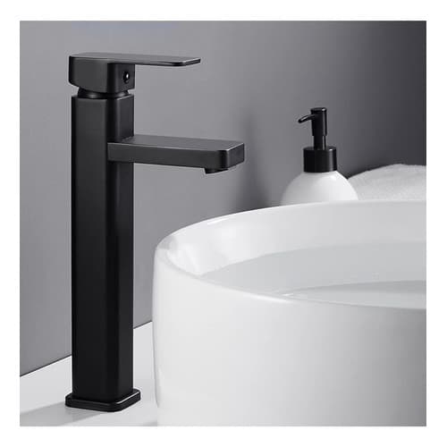 Kit Cuba De Apoio Branca E Torneira Alta Preto Fosco Q E F
