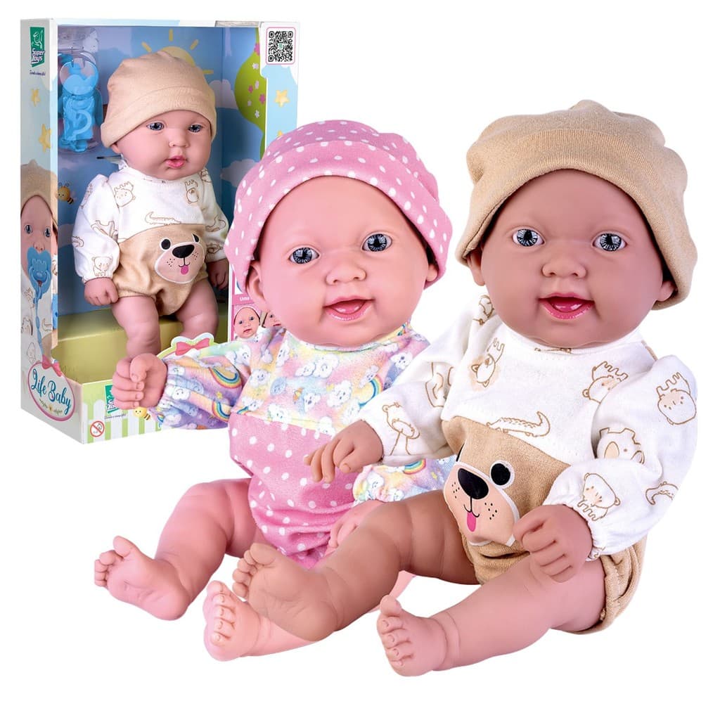 Bebê Reborn Boneca Life Baby Menina/Menino Com Chupeta - Super Toys