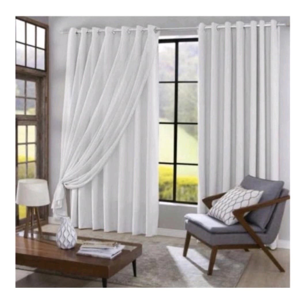 Cortina Blackout para Sala/Quarto com Voil 2,70m x 2,80m - Corta Luz/ Blacoute/Comprida