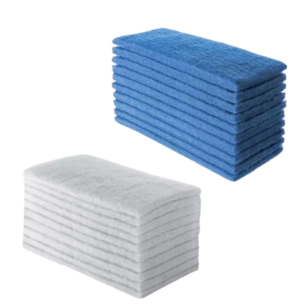 Kit 20 Buchas Fibra Azul  Branca Limpeza Geral Remove Sujeira com facilidade Ideal para Cozinha Casa
