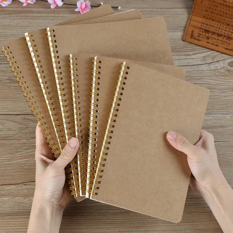 Caderno Diário Espiral A5 Capa de Papel Kraft 50 Folhas