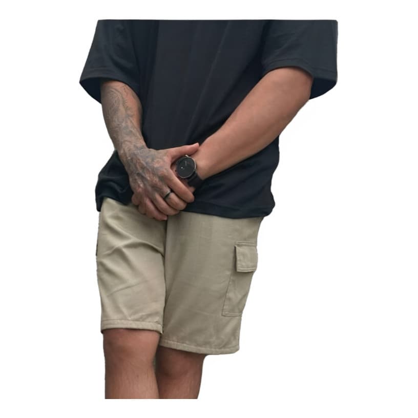 Bermuda Cargo Sarja Masculina Com Cordão E Elástico Na Cintura
