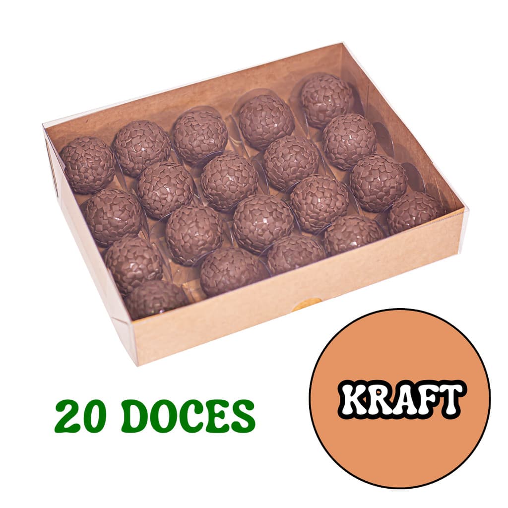 10 Caixas Basic Kraft Para 20 Doces C4666 Versátil Transporte Presente Tampa Acetato Ideia