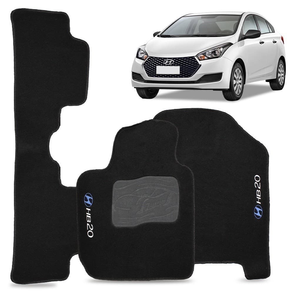 Jogo de Tapete Carpete para HB20 Hatch 2012 a 2019 - 3 Peças