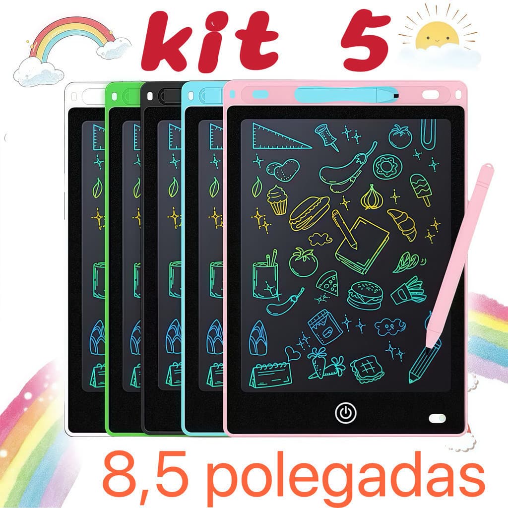 Kit 5 Lousa Mágica Tela Lcd Tablet Infantil De Escrever E Desenhar 8.5 Polegadas brinquedo infantil Para