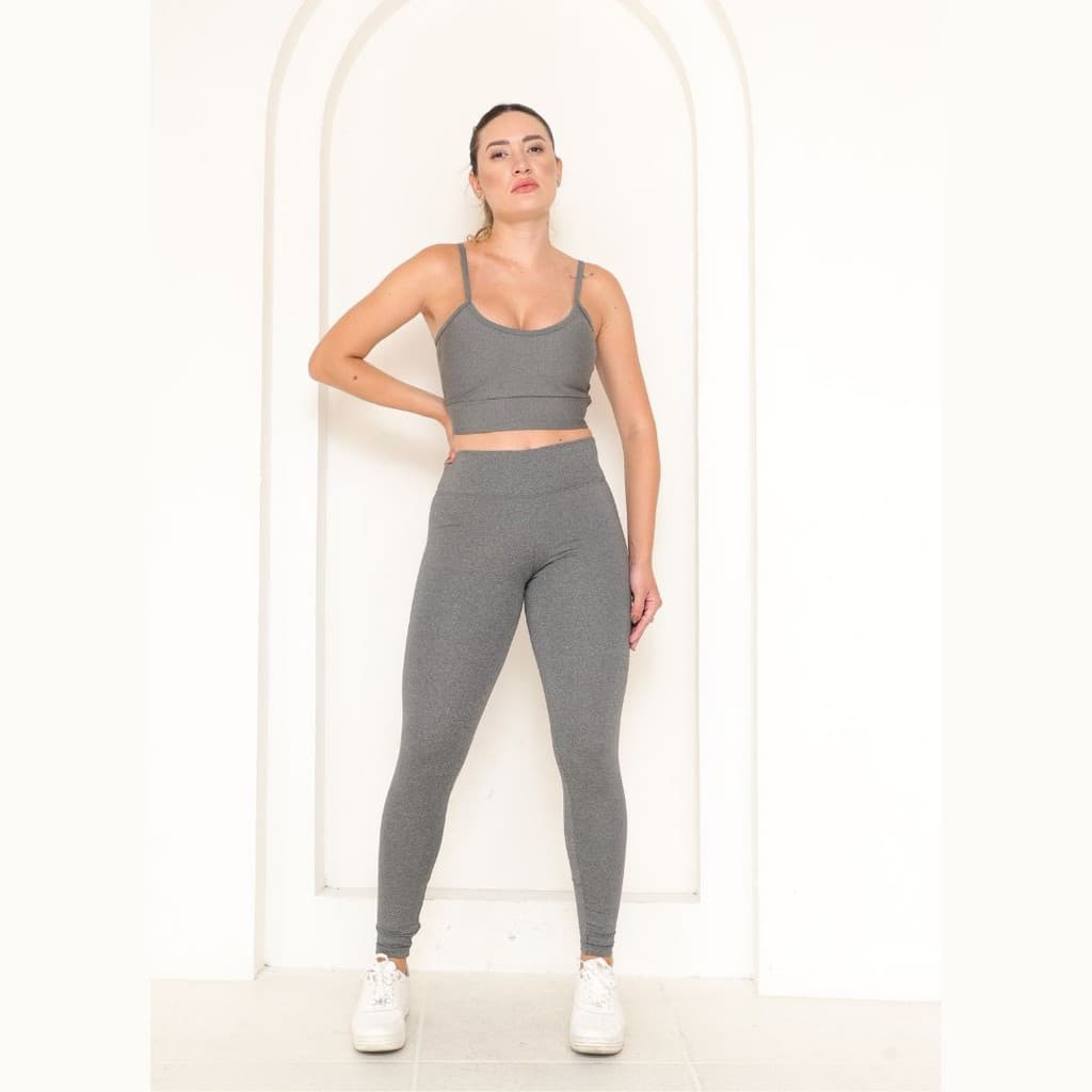 Calça Legging Cinza Feminina Suplex Premium Academia Treino