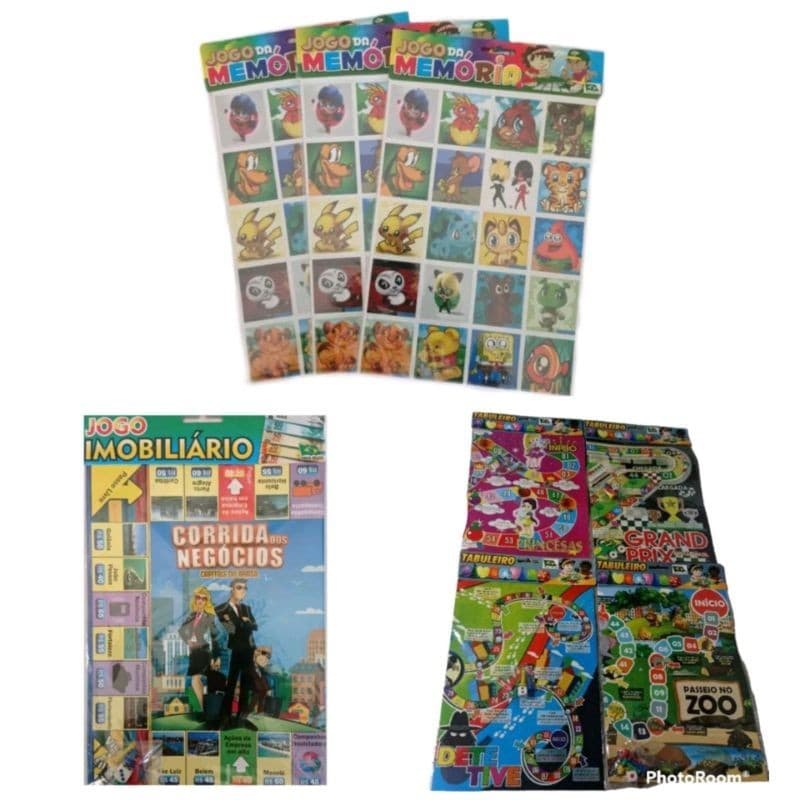 KIT 3 BRINQUEDOS 1 JOGO DE TABULEIRO DIVERTIDO + 1 BANCO IMOBILIÁRIO COM TABULEIRO  + 1 JOGO DA MEMORIA 40 PEÇAS SORTIDO