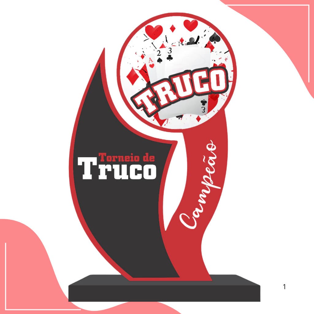 Torneio Truco Troféu De MDF 20 Cm Baralho Campeão Campeonato