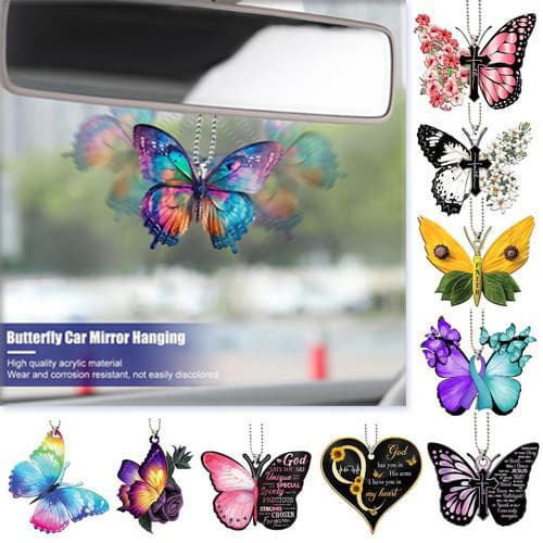 Borboleta Espelho Retrovisor Do Carro Acessórios Colorido Decorativo Acrílico Ornamentos Para Decoração
