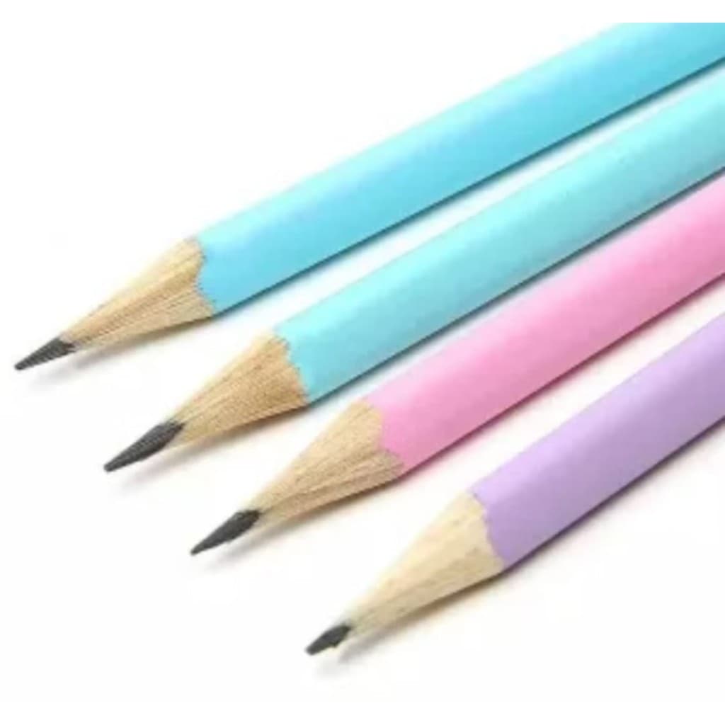 04 Lápis Preto Faber-Castell HB EcoLápis Max Pastel Triangular Avulso - Rosa; Roxo; Verde e Azul (Kit com 4 unidades)