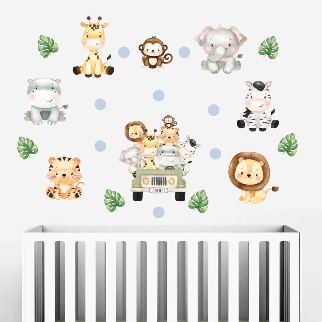 Adesivos De Parede Safari Jipe Aquarela