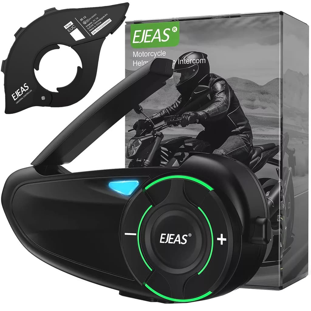 Kit Intercomunicador Ejeas Q8 Fone Bluetooth Moto Capacete + Controle Remoto Guidão EUC IP67